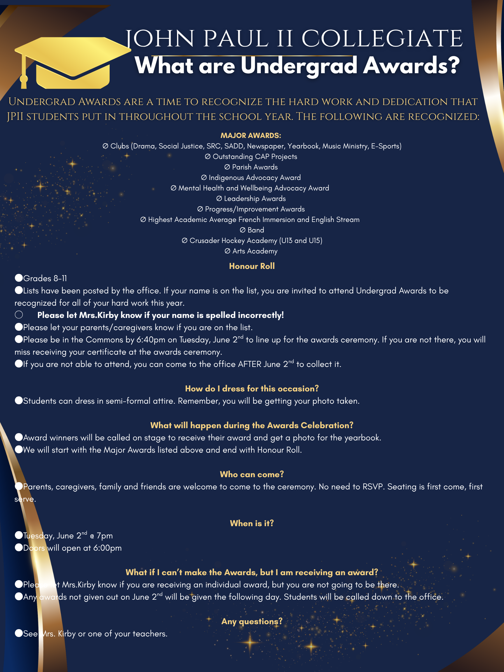 Undergrad Awards Ceremony information