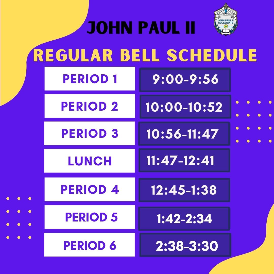 JPII Bell Schedule 