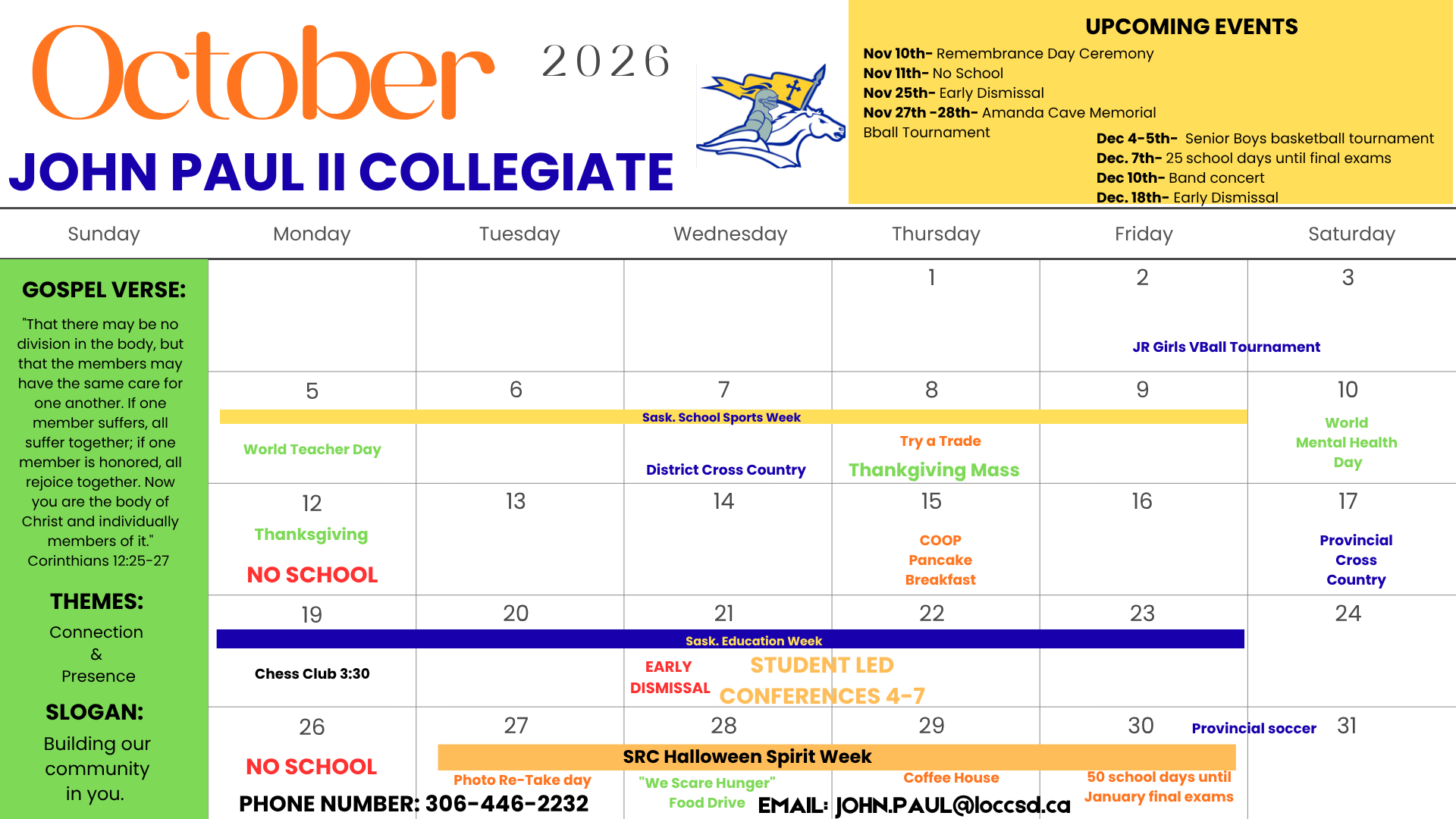 October Calendar of Events